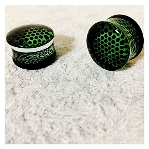 ZHHO 2 PCS Panal Auriculares Tapones Túneles Tornillos de Vidrio Medidores Piercing Piercing Túnel Redondo Plug Ear Expansiones Ear Strucillas Joyería del Cuerpo