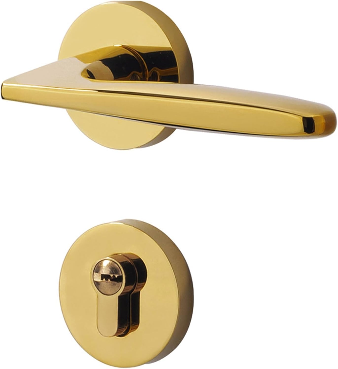 Golden Indoor Bedroom Lock Household Wooden Door Lock Magnetic Silent Split Door Lock(031 Gold 58 Magnetic Type A)
