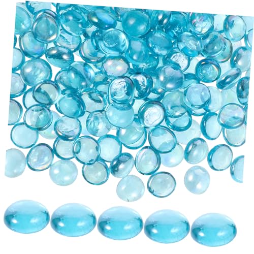 PRETYZOOM 1Bag Glass Stones for Fish Tank Flower Pots Decorative Landscaping Stones Approx Flat Beads for Aquarium Decor Projects