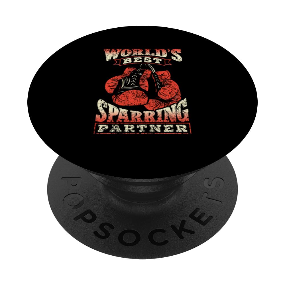 World's Best Sparring Partner Coaching Boxing Boxer Sparring PopSockets Swappable PopGrip, Black