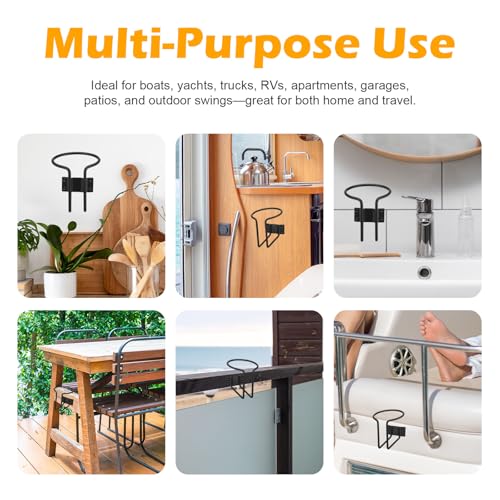 8 portavasos de acero inoxidable negro para pared miniatura 5