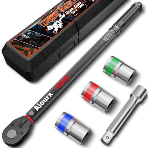Aiourx �v���Z�b�g�^�g���N�����` �ԃ^�C������ �����p 12.7 mm (1/2�C���`) 20-230Nm�A5�_�Z�b�g�Ƃ邭�����`�A���x±3%�A���`�F�b�g�\�P�b�g�����`�Z�b�g�A���Ƃ邭�����`������ �o�C�N�C��