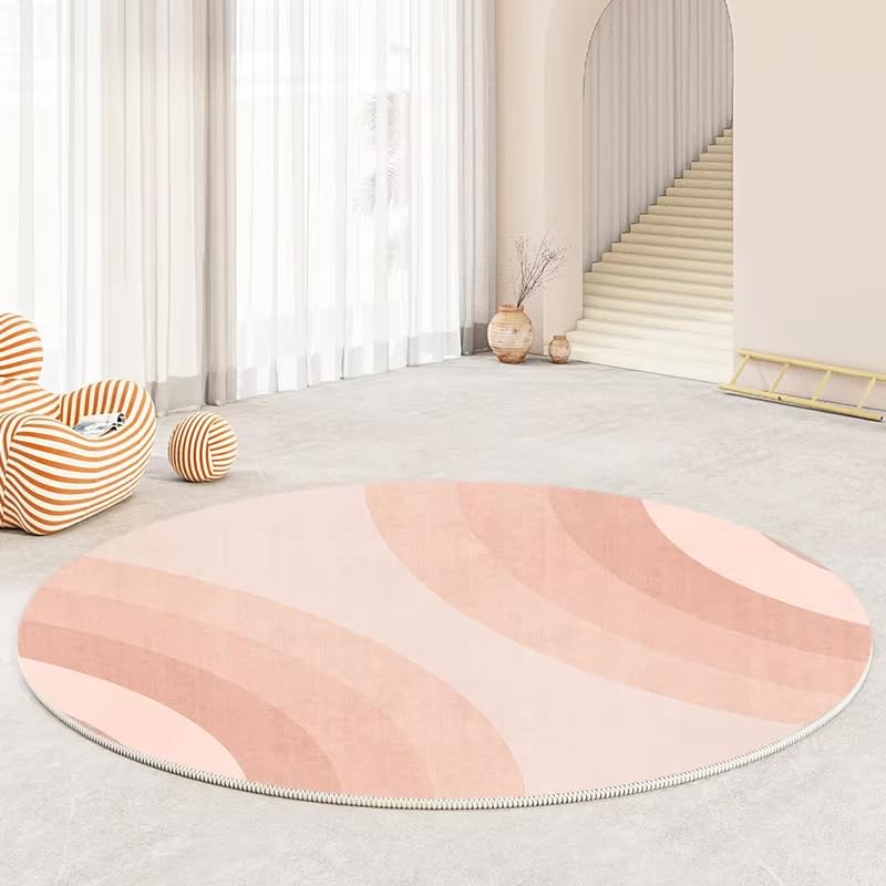 Tapis de chaise rose de style nordique rond avec surface douce antidérapante de 90cm
