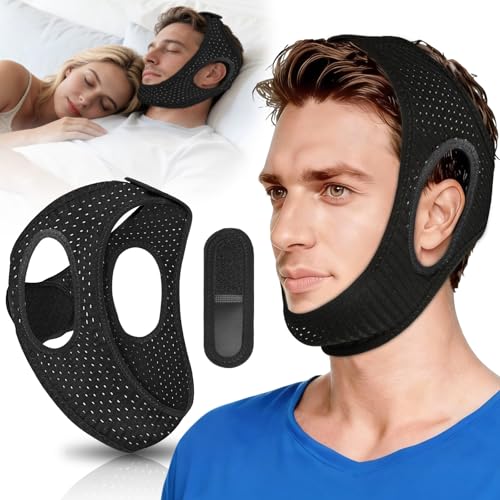 Anti Snoring Chin Strap for Sleeping – Effective Airflow Jaw Strap for Sleep, Comfortable for Snore Stopper & Improve Sleep, Anti Snore Chin Strap for Snoring - Men & Women, Black, M