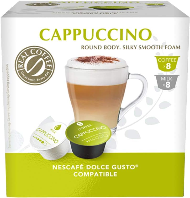 Real Coffee Cappuccino Dolce Gusto-Compatible, 16 Capsules