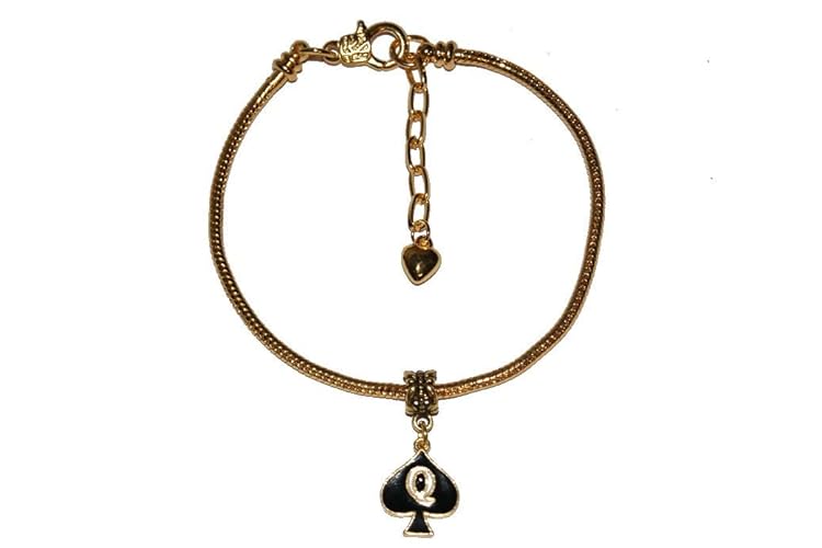 Queen Of Spades Enamel Charm Euro Anklet Ankle Chain Jewellry QOS Cuckold Gold - Sexy Jewels
