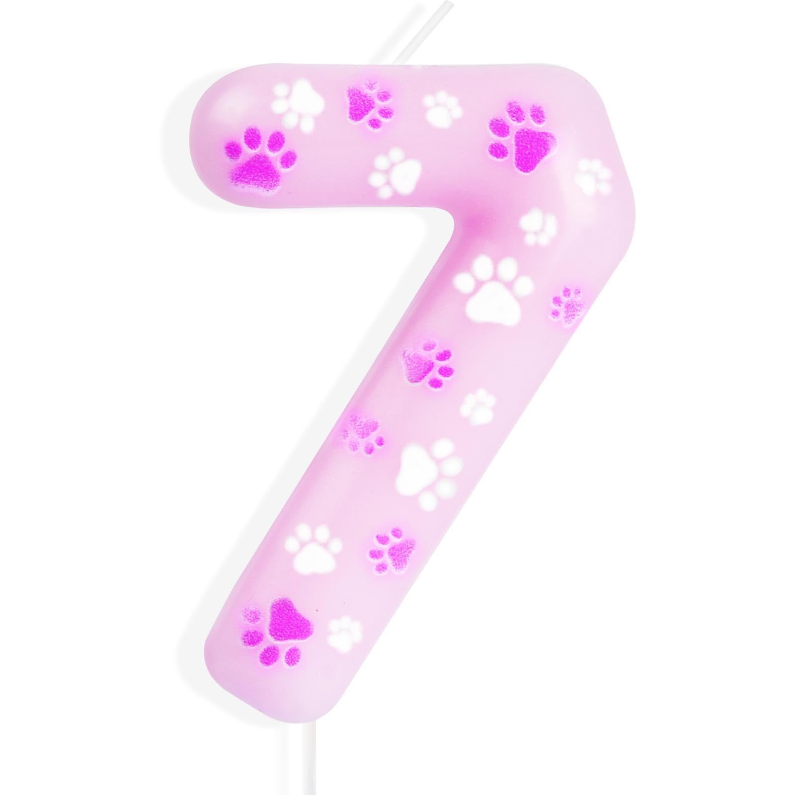 Zampa di Cane e Gatto Candela Numeri per Torta, Candela di Compleanno a Tema Cartone Animato Decorazioni Torta Numero con Base e Bastoncino Supporto per Gli Amanti dei Cuccioli Feste (3
