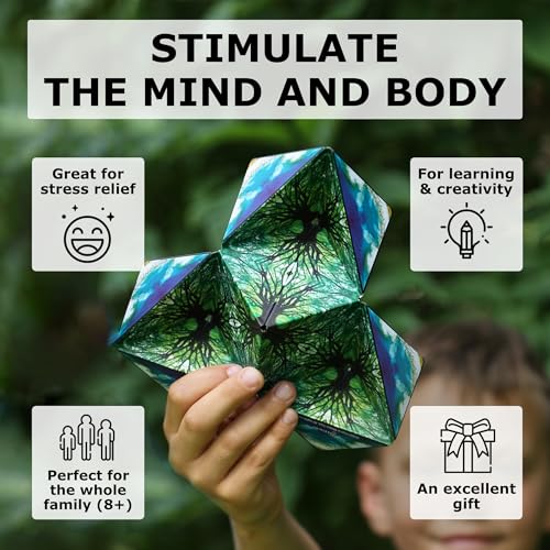 Image of Shashibo Shape Shifting Box - Award-Winning STEM Fidget Toy with Ultra Strong Magnets - Puzzle Cube Transforms Into 100+ Shapes, Perfect Sensory Gift for Kids, Teens, and Adults (Blue Planet)