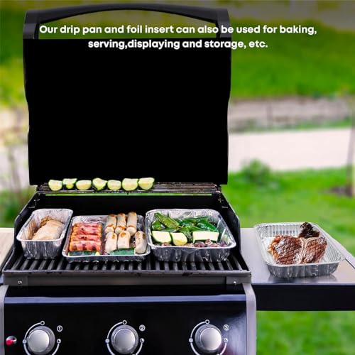 WELL GRILL Aluschalen mit 10 Einweg Aluschalen für Weber Spirit 200/300, Genesis II 300/400 Series Gasgrills, Tropfschale Fettauffangwanne & Aluminium Schalen für Weber 83156 6415