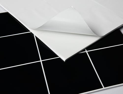 Miniatura 5 de CASAPALACE Azulejo de vidrio negro para despegar y pegar, 12 x 12 pulgadas cuadrado de vidrio de mosaico para pared de cocina y baño (5 hojas, 5