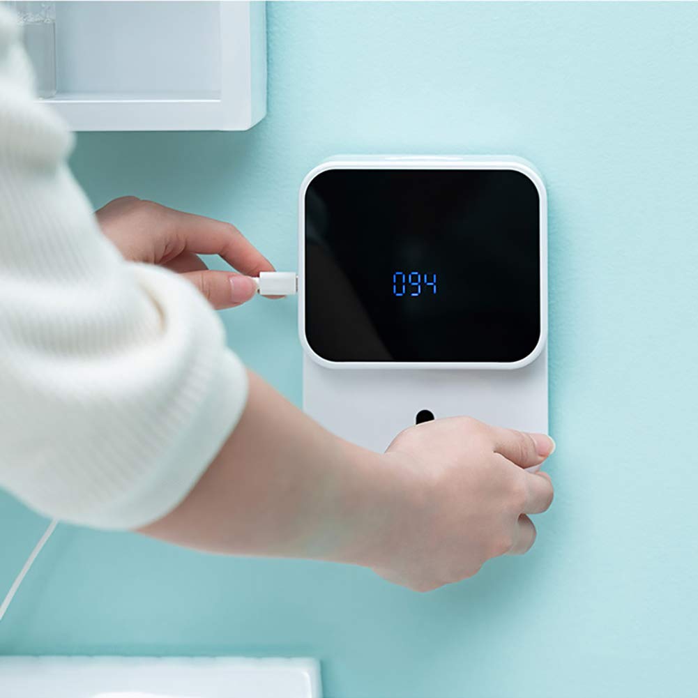 Impermeabile Sensore A Infrarossi Ricaricabile USB Distributore Di Sapone,Per La Cucina Bagno,Nessuna Foratura Automatico Distributore Di Sapone Di Schiuma-Bianco 16x12x6 3 Cm