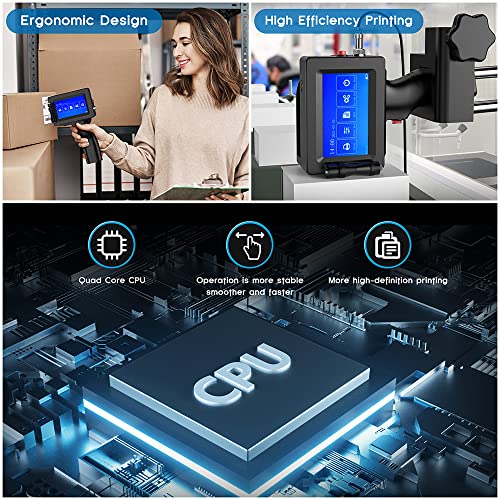 Besheng Handheld Inkjet Printer Js12H1 With Touch Screen Inkjet Coder With Quick-Drying Ink Handheld Printer Printing Height 0.08-0.5Inch For Variable Text Qrcode/Date/Barcode/Logo/Batch Number/Label #TOP1