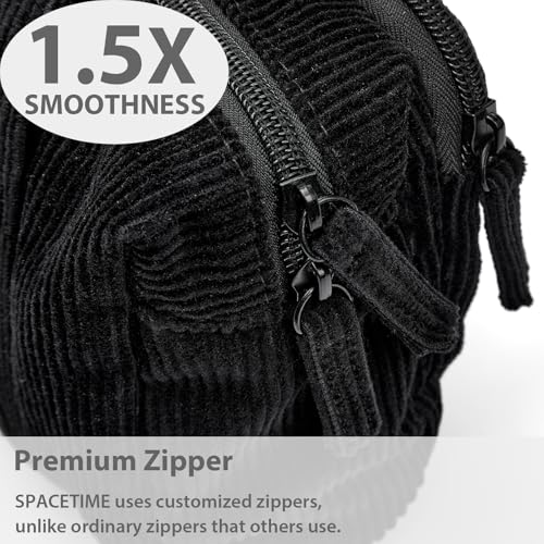 Image of SPACEMATE Pencil Case Pouch Box Bag School Supplies Girls Boys Kids, Cute Preppy Stuff Large Big Capacity Aesthetic Pen Organizer, Back to College Stationary, Coal Black, Corduroy Style, 1800ml