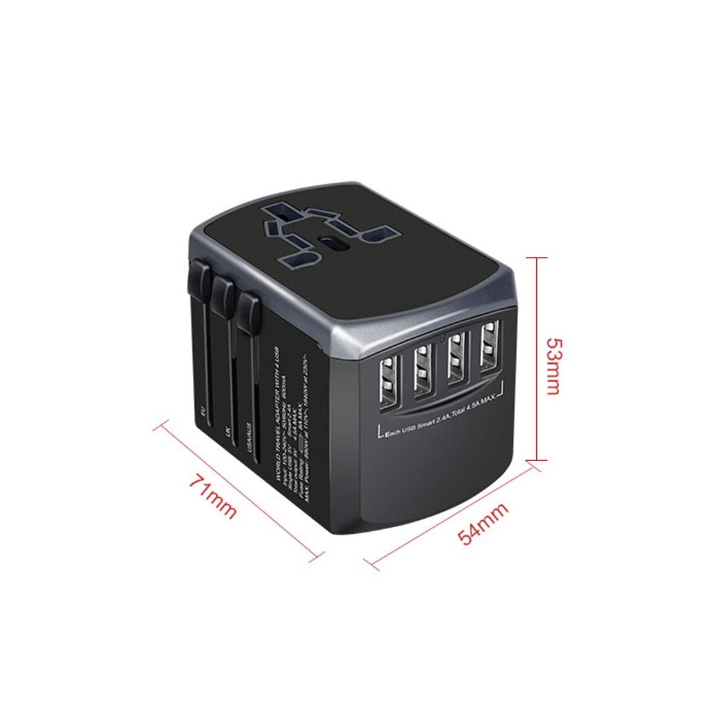 Gniazdo międzynarodowe przetwornice International Plug Converter, Uniwersalny zasilacz Worldwide z 4 Usb. Universal Socket Converter. adapter wtyczki zasilania (Color : Red)