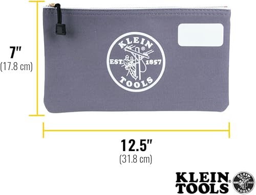 Miniatura 3 de KLEIN TOOLS 55578 Bolsa con cremallera con divisor, lona No. 10, organizador de bolsas de herramientas resistentes de 7 x 12-12 pulgadas, multiusos
