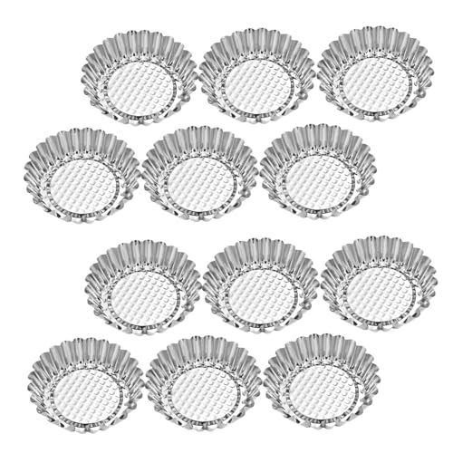 LEDMOMO 20個ステンレススチールミニタルト型 耐久性非粘着焼き型 クイックリリースミニケーキ エッグタルト用 家用コンパクトベーキングツ
