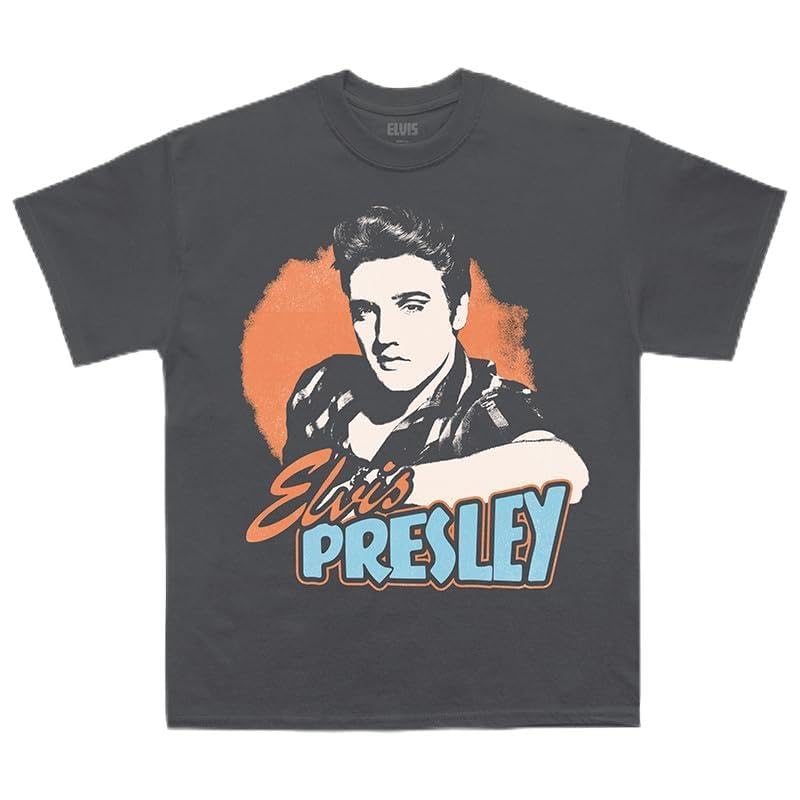 Elvis Presley Unisex Elvis Presley Grey Photo T-Shirt Artist Merch (1er Pack)