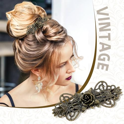 inSowni 8 Piezas Pinzas para el Cabello en Metal Bronce Vintage con Diseño de Hojas y Flores miniatura 4
