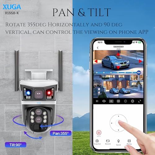 Image of XUGA - Cybernautt X15SB-K 8MP Dual Lens PTZ 4G Sim Wireless Outdoor CCTV Camera with Dual View | 360 | Night Vision | Motion Detection| Push Alarm | Farm | Home | 10X Zoom | Use Air-tel 4G Sim