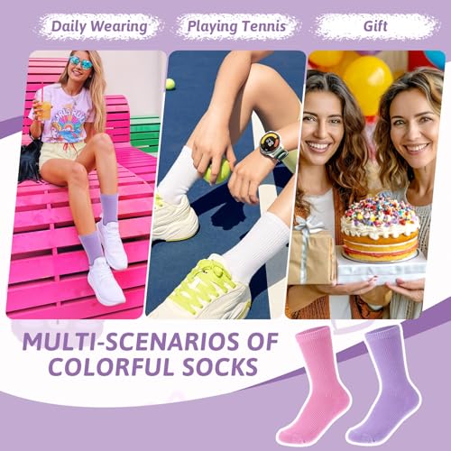 30 Pairs Solid Color Crew Socks for Women, Colorful Cute Socks Lightweight Women's Cotton Gym Athletic Socks4