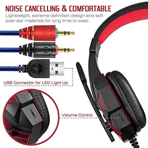 Image of Conifer MFTEK RGB Gaming Headphones with Mic and Mouse Combo, Pro Headset for PC Laptop Pung Mobile Game LED, Lightweight, Durable DPI Upto 2000 3.5mm Wired Ergonomic USB (Red)