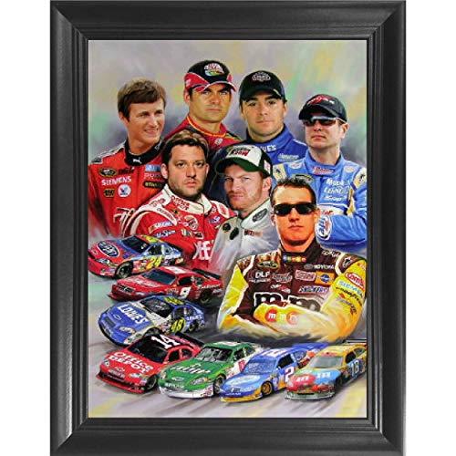 Nascar Racing Stars 3D Poster Wall Art Decor Framed Print | 14.5X18.5 | Lenticular Posters & Pictures | Memorabilia Gifts For Guys & Girls Bedroom | Kyle Busch, Dale Earnhardt Jr, Jeff Gordon Picture #TOP18