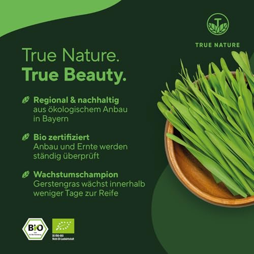 Bio Gerstengras – 240 vegane Kapseln – 3.000 mg pro Tag – aus deutschem Anbau & in Deutschland produziert – laborgeprüft & biozertifiziert – hochdosiert, vegan & frei von Zusatzstoffen – TRUE NATURE® 3