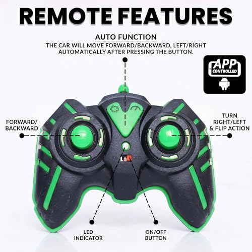 Image of Amazon Brand - Jam & Honey Off Roader Rechargeable Remote Control Monster Truck Car with LED Headlights, Type-C Charging, Anti-Skid Tyres, 120 Ft Range | 2.4GHz Remote Controller - Green (MT1624)