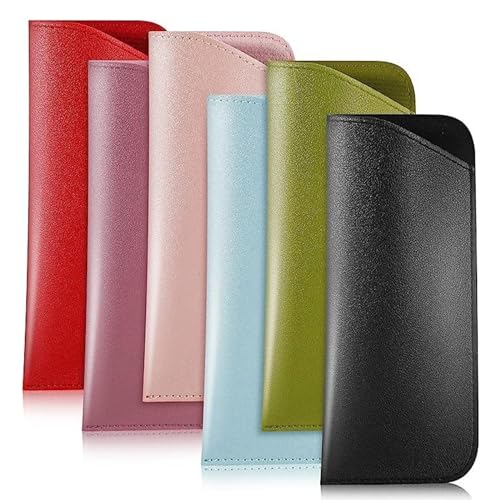 XoeLLe 6 Pezzi Custodia Occhiali, Morbida Custodia Occhiali da Sole, Portatile Scatola per Occhiali, Impermeabile Slim Sunglasses Pouch per Occhiali, Montature, Cosmetici, Penne, Schede