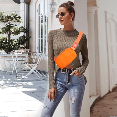 JENCVNL Bauchtasche Damen Gürteltasche Herren, Nylon Hüfttaschen Mode Brustbeutel Umhängetasche Crossbody Bag mit verstellbarem Riemen für Laufen Wandern Training Reisen (Orange)