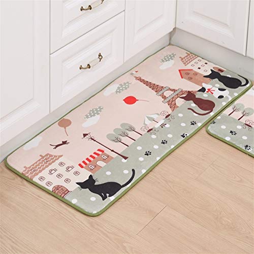 Ommda Tapis Cuisine Long Antidérapant Antifatigue Absorbant Lavable Tapis Cuisine Devant Evier Motif Animaux Home Décoration,Chats e,40x60cm