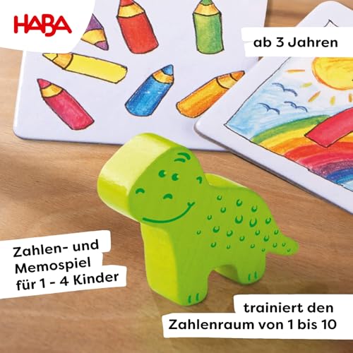 HABA Zahlendino – Zahlen- und Memospiel zum Rechnen- und Mengenlernen für Kinder von 3-8 Jahren, inklusive Variante für 1 Spieler – 1004928001
