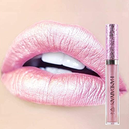 Metalizado Diamante Líquido Brillo Brillo Lápiz Labial Antiadherente Copa Maquillaje Brillo de Labios (A)