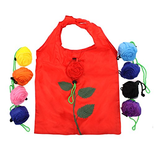Yuyikes 10Pcs Folding Shopping Bags Reusable Roses Shopping Tote Bags Compact Eco Periodic Duty Recycling Use Shopping Bags (Roses) #TOP2