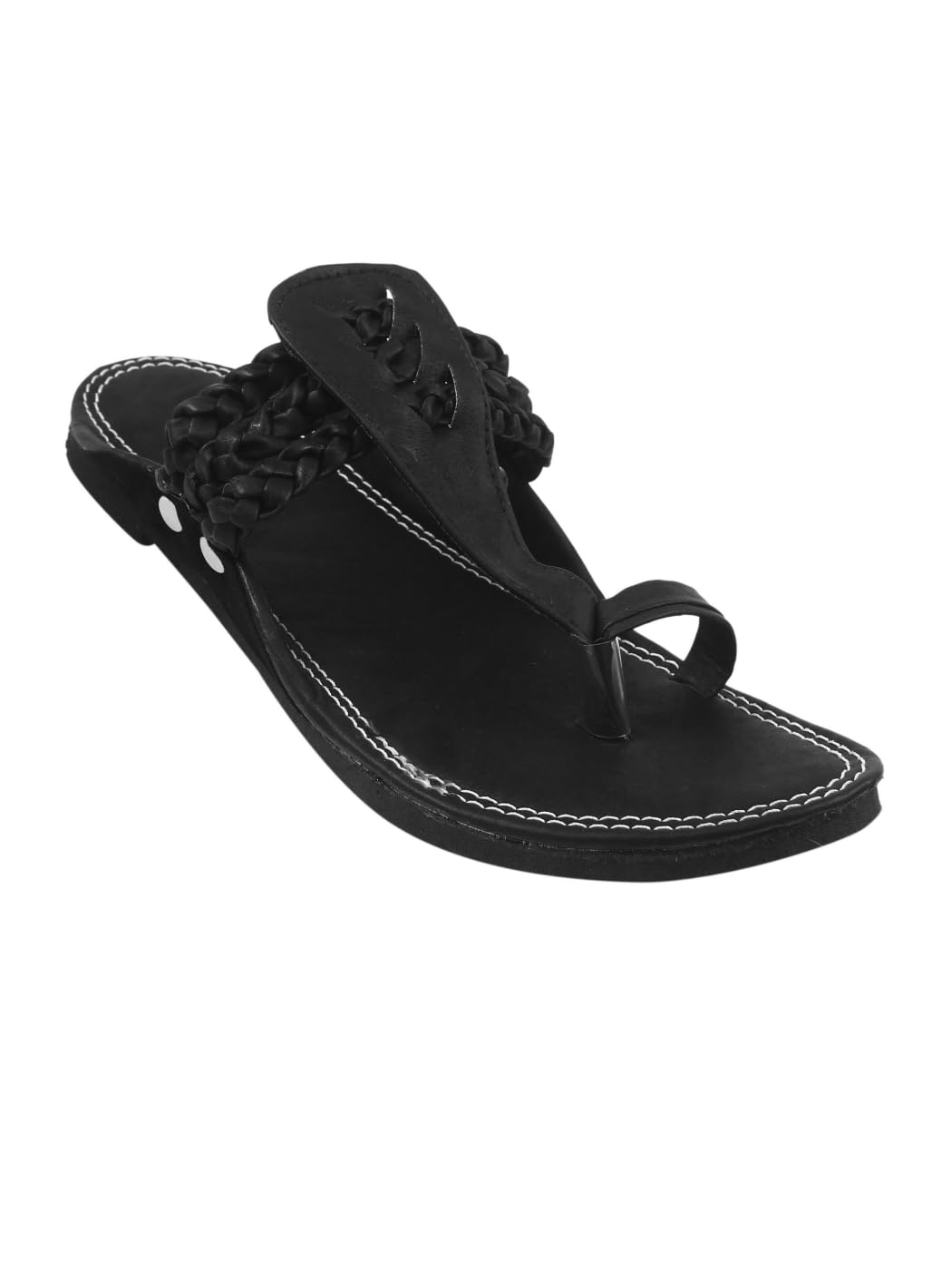 rajeraj Men's Ethnic Footwear/Kolhapuri Chappal/Stylish & Comfortable-BLACK-picture-29