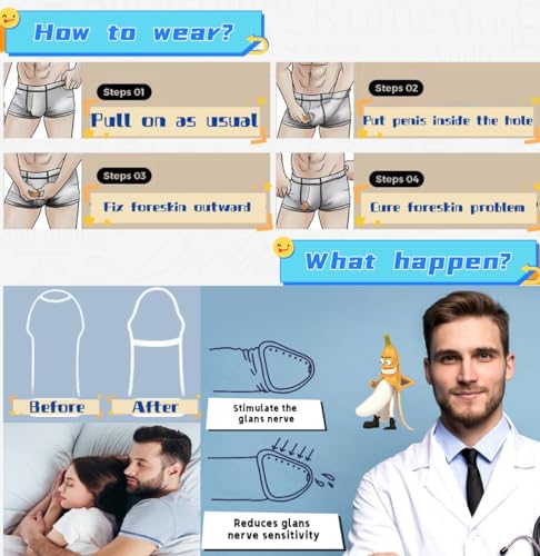 Men's Front Open Trunks Redundant Prepuce Physical Therapy Breathable Bulge Boxer Briefs Separated Pouch underwear4