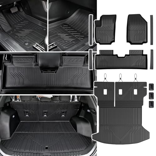 JOULARISE Floor Mats & Cargo Mat with Backrest Mat for 2025-2026 Chevy Equinox(Only Gas)/GMC Terrain, Door Sill Guards, All Weather TPE Car Floor Liners Trunk Mat Accessories for Chevrolet Equinox