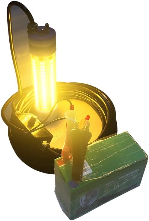 ZVZ Green UltraBright 200W DC12V Fishing Light - 26K LM LED Fish Attractor for Night/Ice Fishing, Boat, Dock - IP68, 5M Cable, 50K Hrs (Crappie/Snook/Squid) - Salt/Freshwater