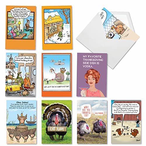 NobleWorks 10 Assorted Funny Thanksgiving Cards