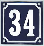 Numero civico smaltato Targa smaltata con numero civico – blu – 10 x 10 cm – Targa smaltata per porta – 1 – 99 – Numero civico in smalto