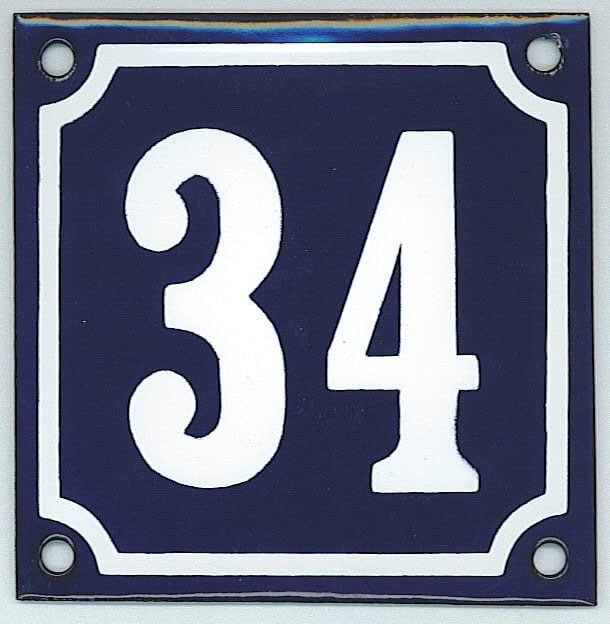 Numero civico smaltato Targa smaltata con numero civico – blu – 10 x 10 cm – Targa smaltata per porta – 1 – 99 – Numero civico in smalto