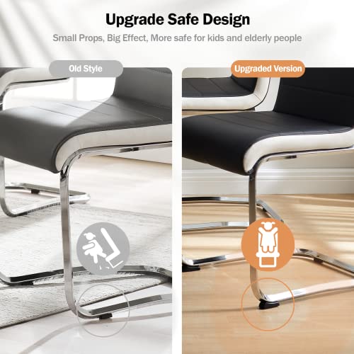 Sicotas Dining Chairs Set Of 2 - Modern Kitchen Chairs Faux Leather, High Back Dining Room Chairs With Metal Base, Upholstered Dinner Chairs, 2 Pcs Armless Side Chair For Dining Room And Kitchen,Black #TOP1