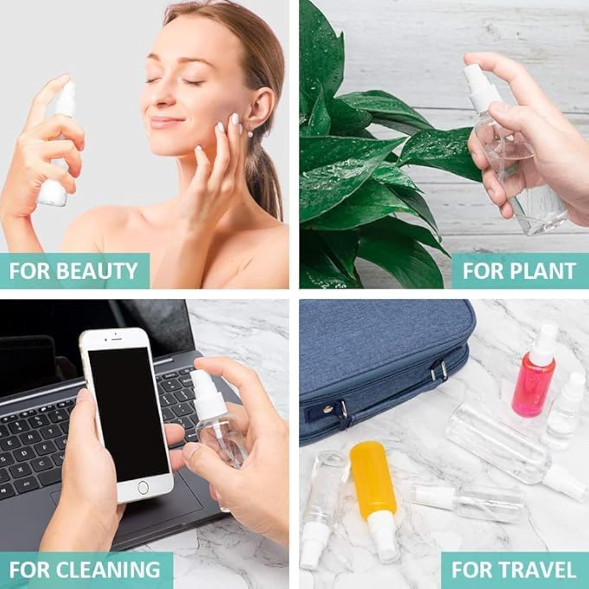 100ml Clear Empty Plastic Spray Bottles, Refillable Travel-Size