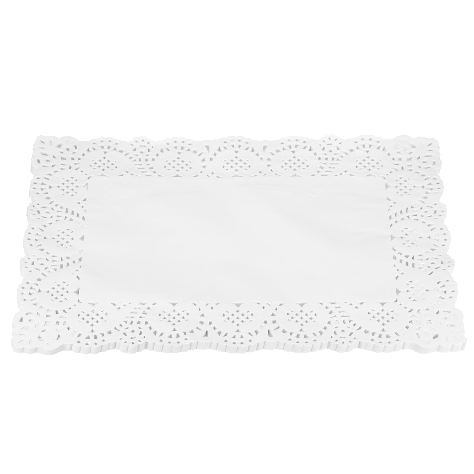 QUARKZMAN 50Pcs Napperons En Papier Dentelle Blanche10 X14 Pouces Napperons Rectangulaires En Papier De 1,12 Cm Pour Mariage, Anniversaire, Goûter