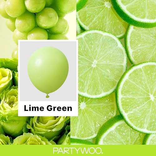Image of PartyWoo Lime Green Balloons 130pcs Different Sizes of 18 12 10 5 Inch Light Green Latex Balloon Arch Kit Garland for Wedding Birthday Dinosaur Jungle Golf Football Theme Party Decorations Green-Y6