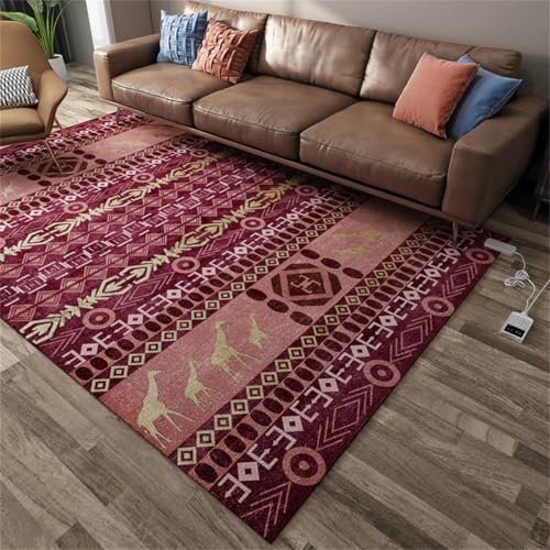 WSNCXFW Alfombra calefactora de Suelo Radiante infrarrojo con Temporizador y termostato Ajustable, Alfombra eléctrica de grafeno, Alfombrillas calefactables para Sala de Estar,C,200x300cm