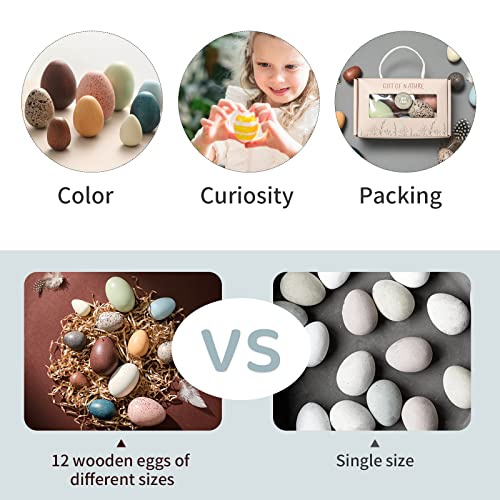 Wooden Eggs Wood Fake Play Eggs For Toddlers Pretend Easter Egg Decor For Play Kitchen Artificial Decorative Eggs For Crafts Toy Food (12Pcs) #TOP3