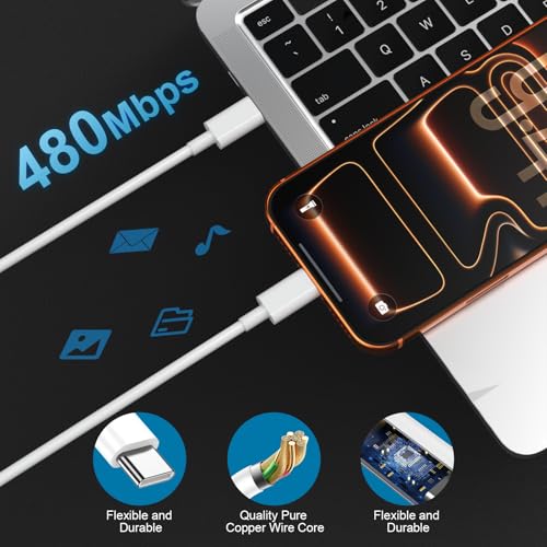 Image of iPhone 17 16 15 Pro Max Charger Fast Charging,45W Dual Port USB C Fast Charger Block [2-Pack] & Extra Long 60W 3 /6 /6 /10FT USB C Cable - PD Quick Adapter 3.0 for iPhone 16 15 17 /16 15 17