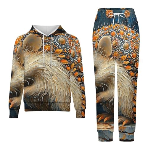 Boys Girls Clothes Hoodies Sweatshirt Pants Set 2 Pieces Fall Winter Outfits, Hedgehog Patterns Art4