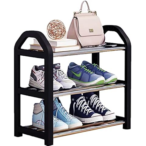 NIAWECAN Shoe Rack Small, Shoe Rack 3 Tier, Mini Shoe Rack, Footware Storage, Quick Assembly No Tools Required, Narrow Shoe Shelf Organizer for Closet Entryway and Hallway 42X19X43cm Cover